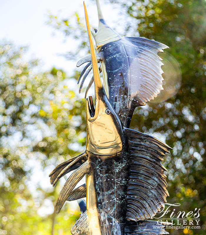 Bronze Fountains  - A Trio Of Sailfish In Bronze - BF-880